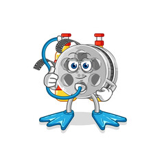 film reel diver cartoon. cartoon mascot vector