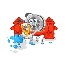 film reel firefighter vector. cartoon character