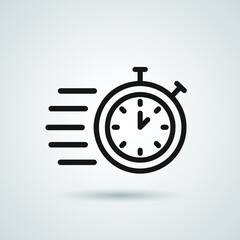 Fast time icon. Quick delivery concept. Stopwatch symbol. Vector illustration isolated. EPS 10.