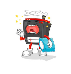 radio yawn character. cartoon mascot vector