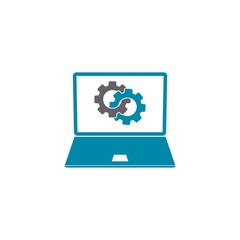 Laptop update process icon isolated on white background