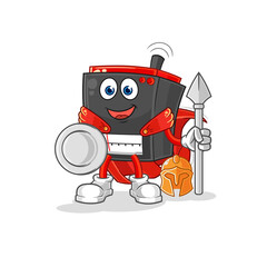 radio spartan character. cartoon mascot vector