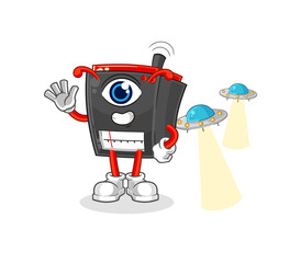 radio alien cartoon mascot vector