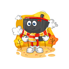 radio in the autumn. cartoon mascot vector