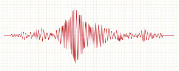 Seismograph measurement or lie detector graph. Seismic measurements with data record. Vector illustration in grid paper background © liu_miu