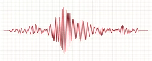 Fotobehang Seismograph measurement or lie detector graph. Seismic measurements with data record. Vector illustration in grid paper background © liu_miu