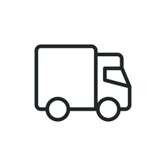 Truck icon. Simple outline style. Thin line symbol. Shipping car, delivery concept. Vector illustration isolated on white background. EPS 10.