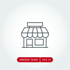 Store icon. Simple outline style. Online shop concept. Thin line vector illustration isolated. EPS 10.