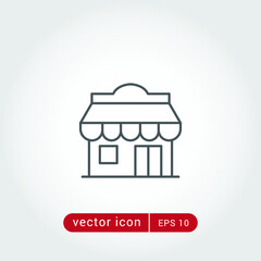 Store icon. Simple outline style. Online shop concept. Thin line vector illustration isolated. EPS 10.
