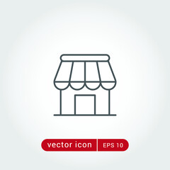 Store icon. Simple outline style. Online shop concept. Thin line vector illustration isolated. EPS 10.