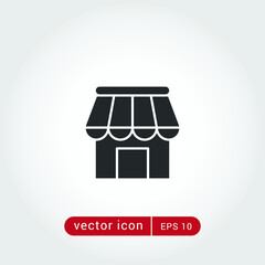 Store icon. Simple solid style. Online shop concept. Glyph symbol vector illustration isolated. EPS 10.