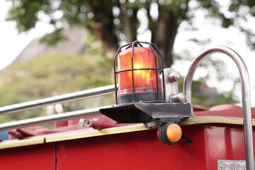 Close-up of red emergency light of fire engine