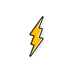 Thunder and bolt lighting flash icon. Flat style on white background. Vector illustration isolated. EPS 10.