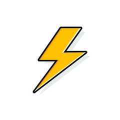 Thunder and bolt lighting flash icon. Flat style on white background. Vector illustration isolated. EPS 10.