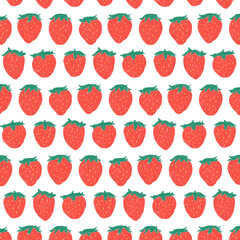Hand drawn vector illustration of strawberry pattern. Pattern for textile, fabric, wrapping paper. - 504685269