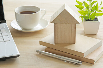 Wooden house and a personal computer