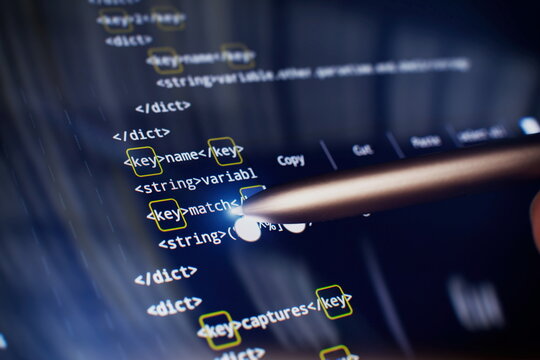 Software developer programming code. Abstract computer script code. Code text written and created entirely by myself.