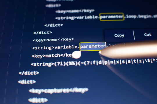 Software developer programming code. Abstract computer script code. Code text written and created entirely by myself.
