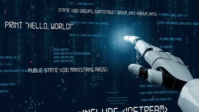 Futuristic robot artificial intelligence revolutionary AI technology development and machine learning concept. Global robotic bionic science research for future of human life. 3D rendering graphic.