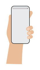 Hand hold smartphone icon