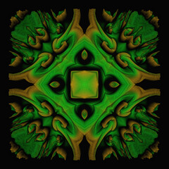Green summertime 3D ornate ornamental texture details on black background