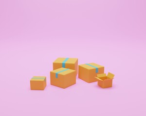 Delivery service boxes. Delivery. 3D Render