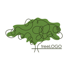 Continuous line drawing style tree logo