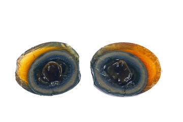 Eggs, duck egg, preserved egg on a white background