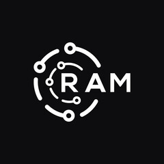 RAM technology letter logo design on black  background. RAM creative initials technology letter logo concept. RAM technology letter design.
