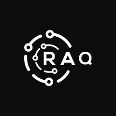 RAQ technology letter logo design on black  background. RAQ creative initials technology letter logo concept. RAQ technology letter design.
