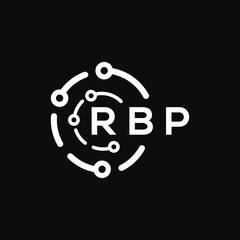 RBP technology letter logo design on black  background. RBP creative initials technology letter logo concept. RBP technology letter design.
