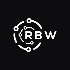 RBW technology letter logo design on black  background. RBW creative initials technology letter logo concept. RBW technology letter design.
