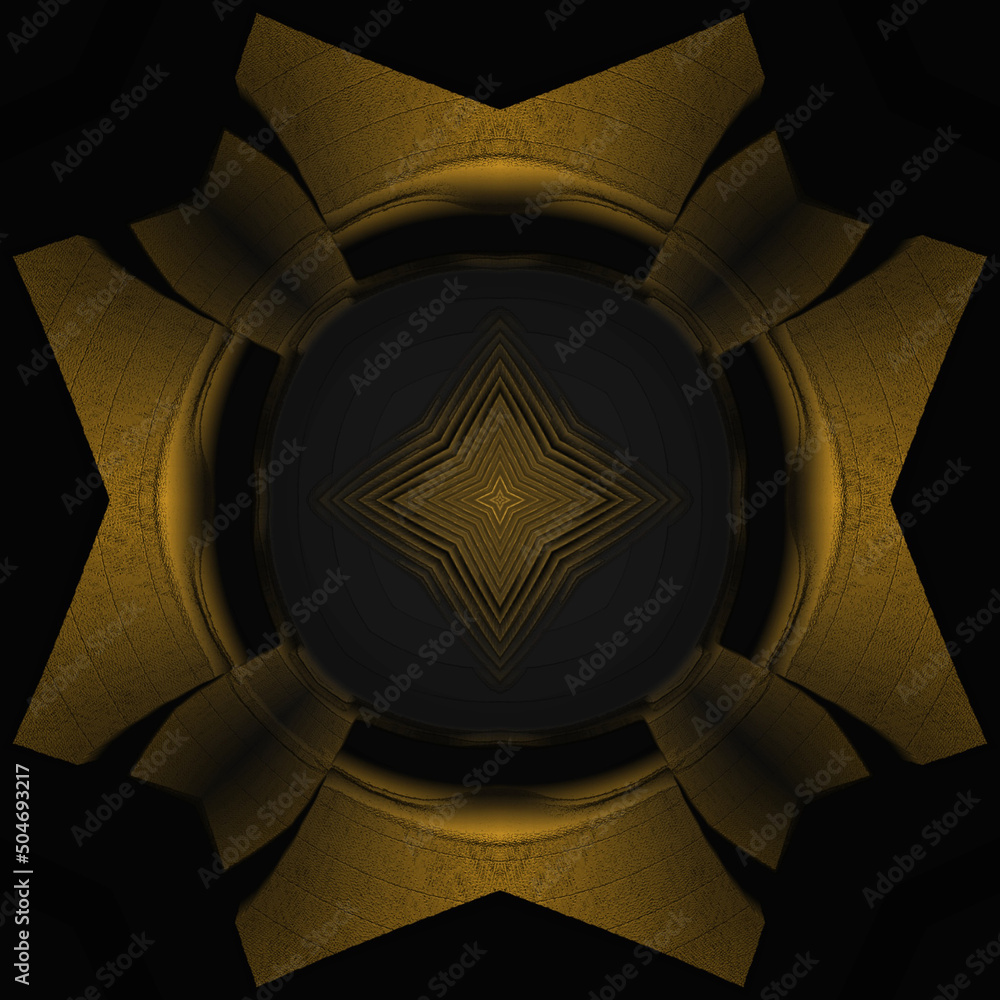 Wall mural Creative 3d design texture detail inlaid gold decoration on black background