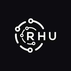 RHU letter logo design on black background. RHU  creative initials letter logo concept. RHU letter design.
