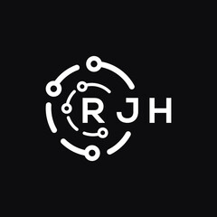 RJH letter logo design on black background. RJH  creative initials letter logo concept. RJH letter design.