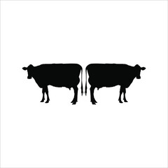 Dairy Cow Silhouette for Logo or Graphic Design Element. Vector Illustration