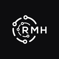 RMH technology letter logo design on black  background. RMH creative initials technology letter logo concept. RMH technology letter design.  © Faisal