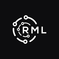 RML technology letter logo design on black  background. RML creative initials technology letter logo concept. RML technology letter design.
