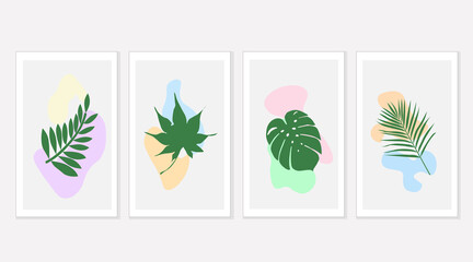 Natural art vector set Natural shape, attached to the wall Beautiful leaf pattern