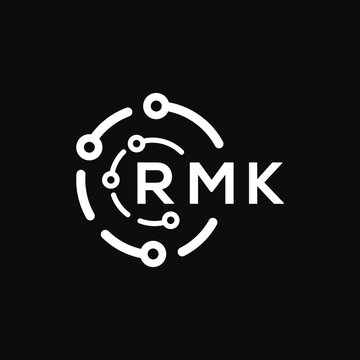RMK technology letter logo design on black  background. RMK creative initials technology letter logo concept. RMK technology letter design.
