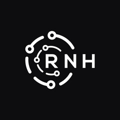 RNH technology letter logo design on black  background. RNH creative initials technology letter logo concept. RNH technology letter design.
