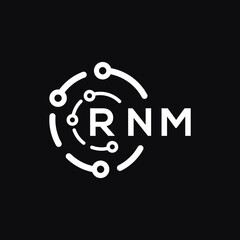 RNM technology letter logo design on black  background. RNM creative initials technology letter logo concept. RNM technology letter design.
