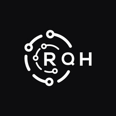 RQH letter logo design on black background. RQH  creative initials letter logo concept. RQH letter design.