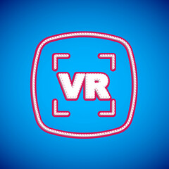 White Virtual reality icon isolated on blue background. Futuristic VR head-up display design. Vector