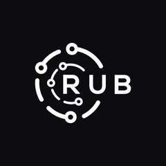 RUB technology letter logo design on black  background. RUB creative initials technology letter logo concept. RUB technology letter design.
