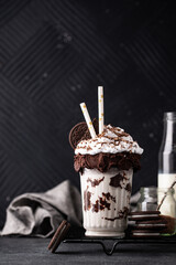 Sweet milkshake with whipped cream