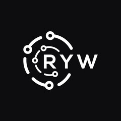 RYW technology letter logo design on black  background. RYW creative initials technology letter logo concept. RYW technology letter design.
