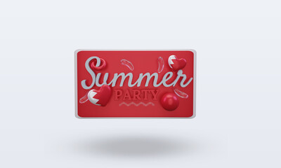 3d Summer party day love Bahrain flag rendering front view