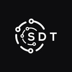 SDT technology letter logo design on black  background. SDT creative initials technology letter logo concept. SDT technology letter design.