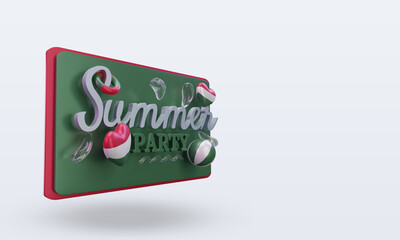 3d Summer party day love Hungary flag rendering left view